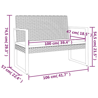 Gartenbank mit Kissen Schwarz 106 cm Poly Rattan - Pazzar.ch