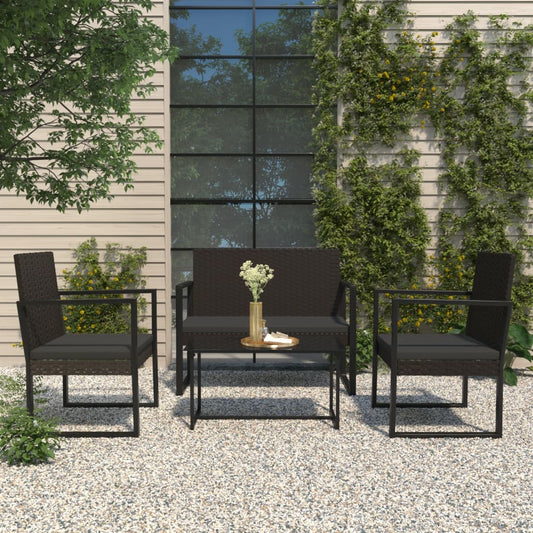 Gartenbank mit Kissen Schwarz 106 cm Poly Rattan - Pazzar.ch