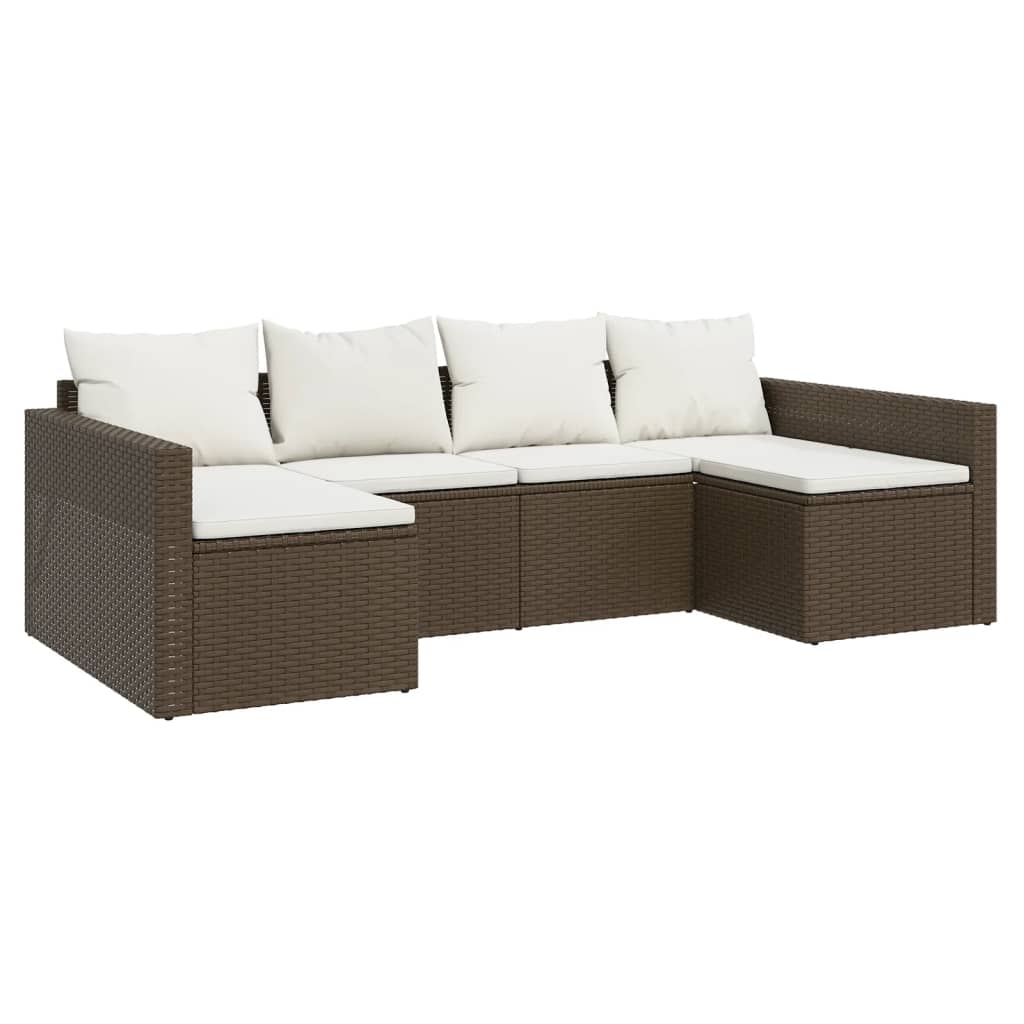 2-tlg. Garten-Lounge-Set mit Kissen Braun Poly Rattan