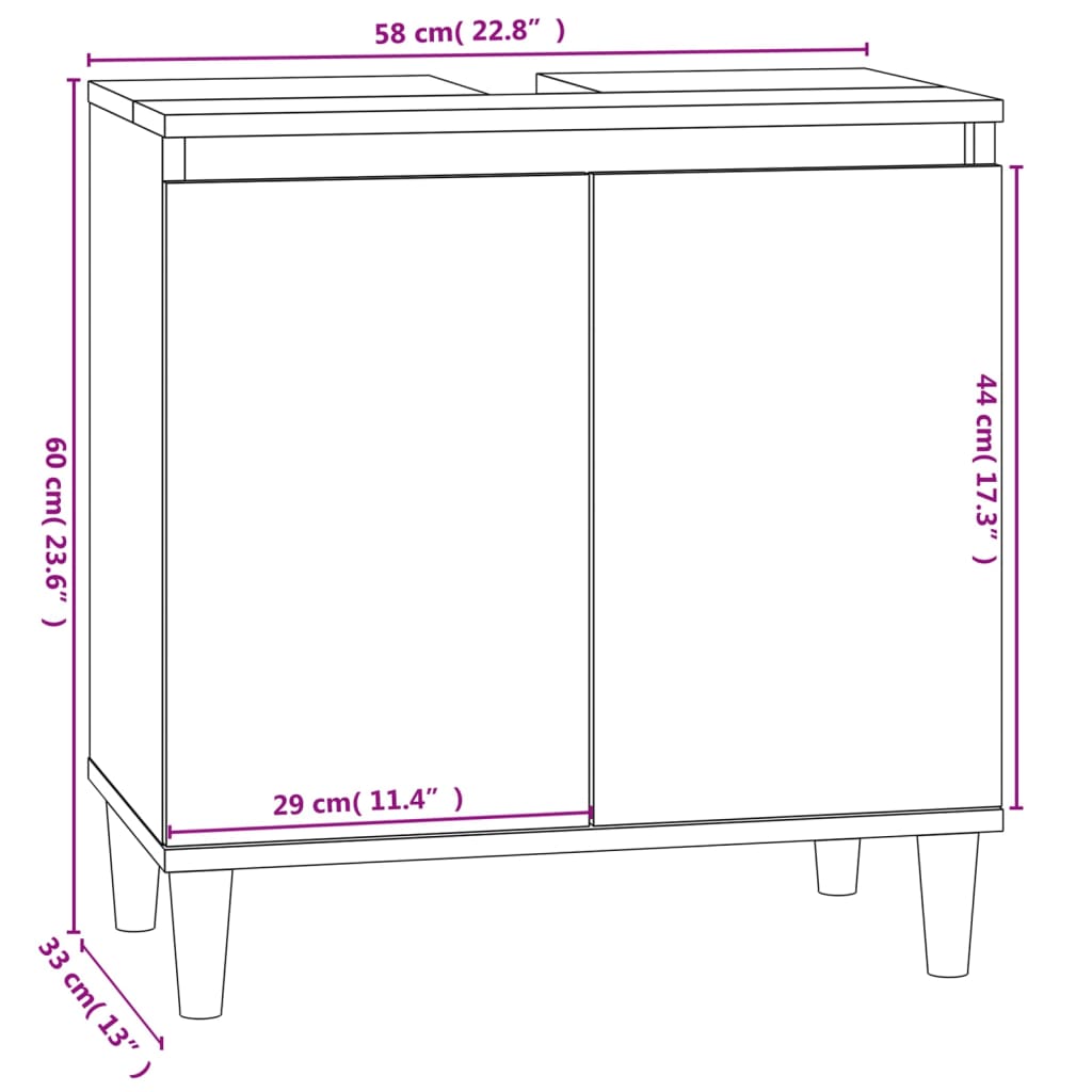 Waschbeckenunterschrank Weiß 58x33x60 cm Holzwerkstoff - Pazzar.ch