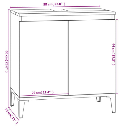 Waschbeckenunterschrank Hochglanz-Weiß 58x33x60cm Holzwerkstoff - Pazzar.ch