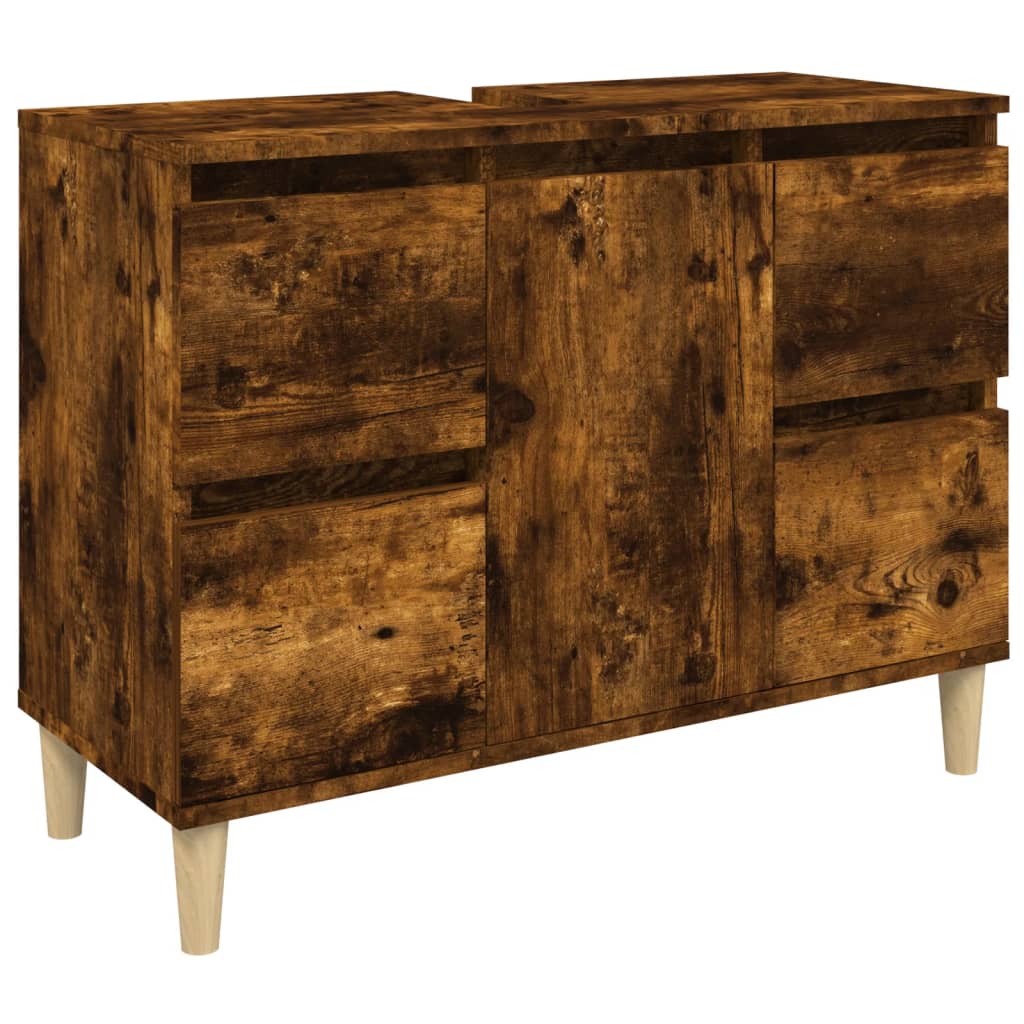 Waschbeckenunterschrank Räuchereiche 80x33x60 cm Holzwerkstoff - Pazzar.ch