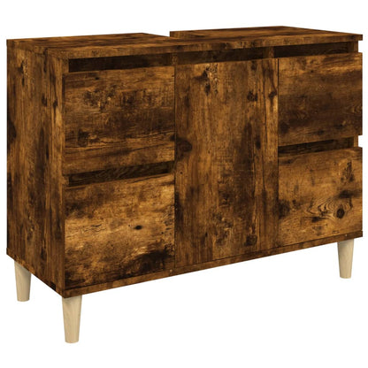 Waschbeckenunterschrank Räuchereiche 80x33x60 cm Holzwerkstoff - Pazzar.ch