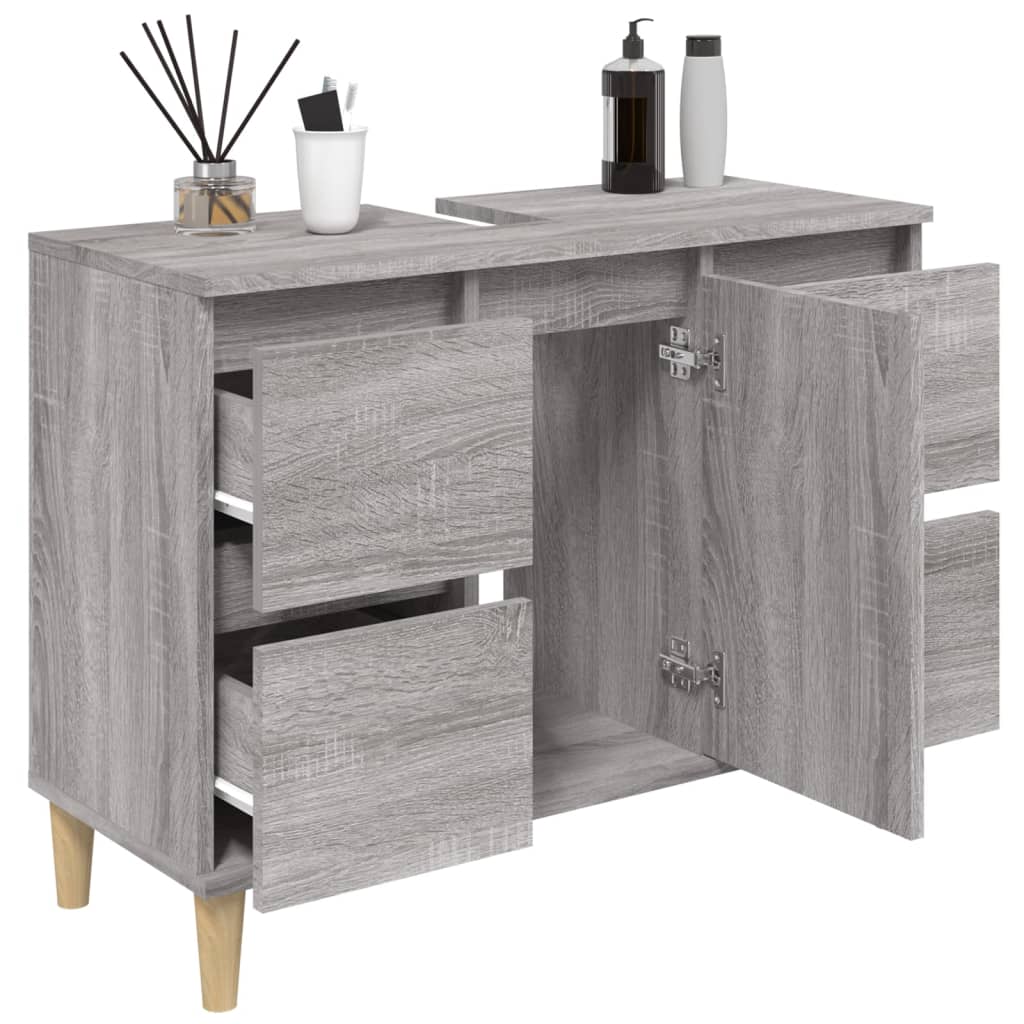 Waschbeckenunterschrank Grau Sonoma 80x33x60 cm Holzwerkstoff