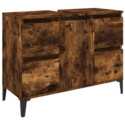 Waschbeckenunterschrank Räuchereiche 80x33x60 cm Holzwerkstoff - Pazzar.ch