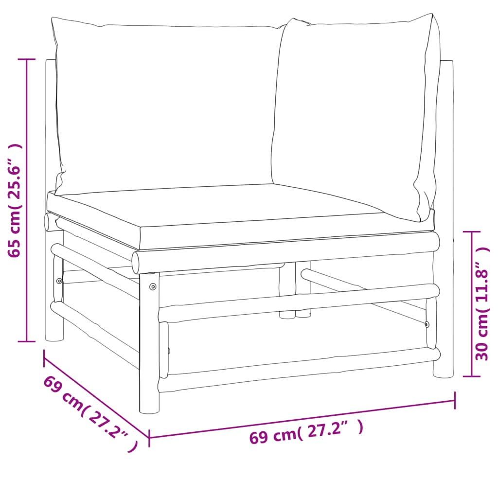 10-tlg. Garten-Lounge-Set mit Hellgrauen Kissen Bambus - Pazzar.ch