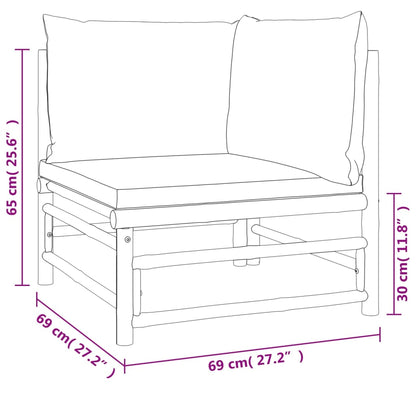 10-tlg. Garten-Lounge-Set mit Grünen Kissen Bambus - Pazzar.ch