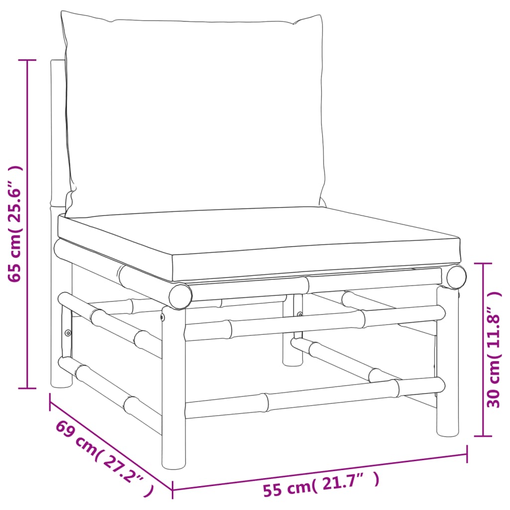 10-tlg. Garten-Lounge-Set mit Grünen Kissen Bambus - Pazzar.ch