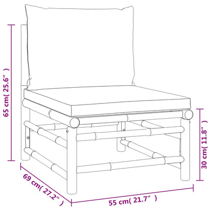 10-tlg. Garten-Lounge-Set mit Grünen Kissen Bambus - Pazzar.ch