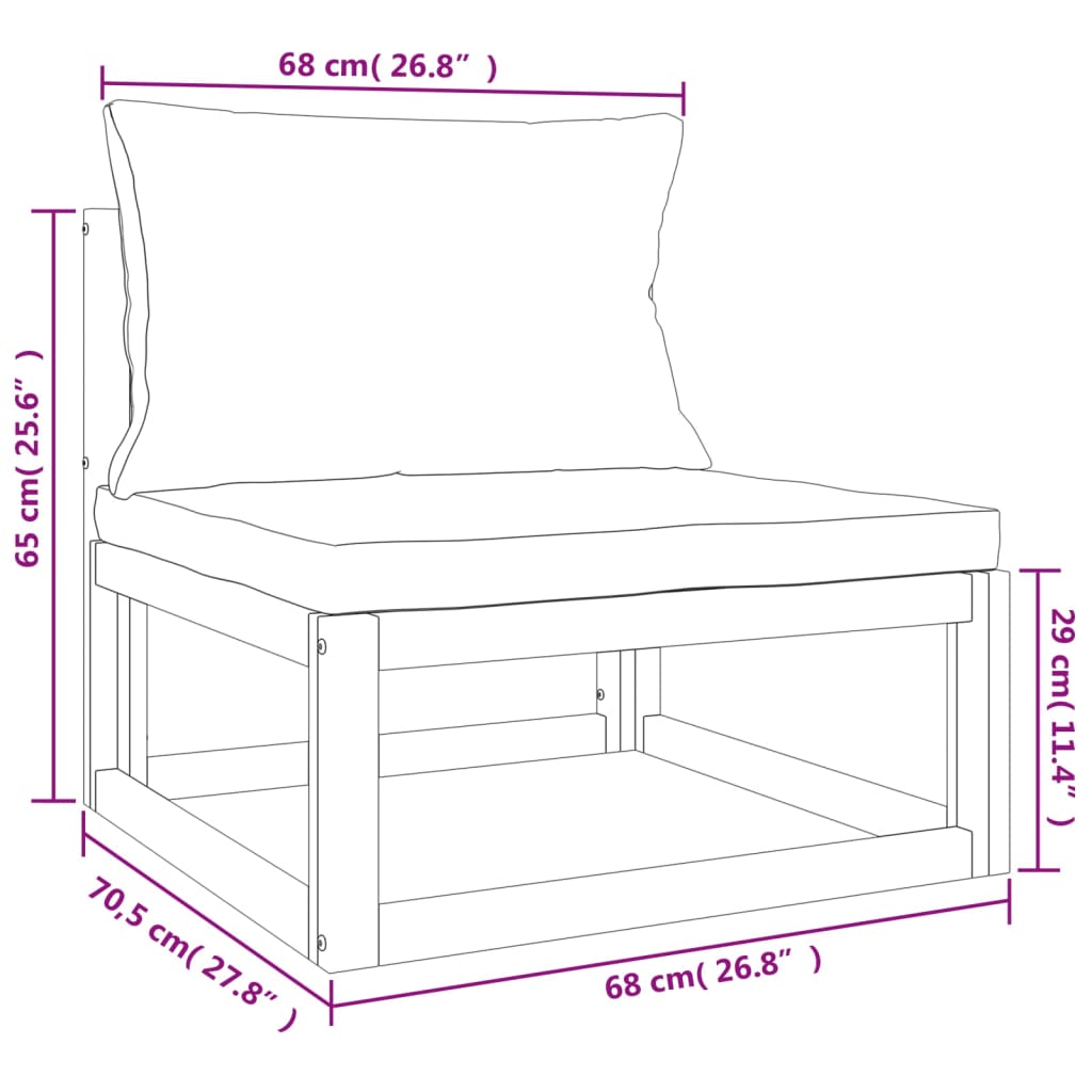 10-tlg. Garten-Lounge-Set mit Taupe Kissen Massivholz - Pazzar.ch