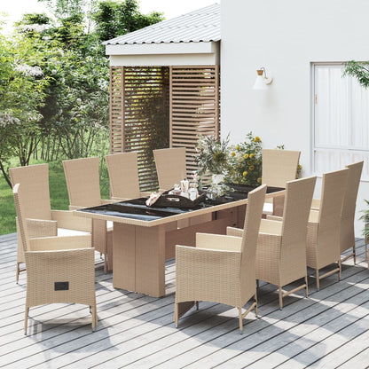 11-tlg. Garten-Essgruppe mit Kissen Beige Poly Rattan - Pazzar.ch