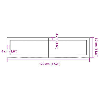 Wandregal 120x30x(2-6) cm Massivholz Eiche Unbehandelt - Pazzar.ch