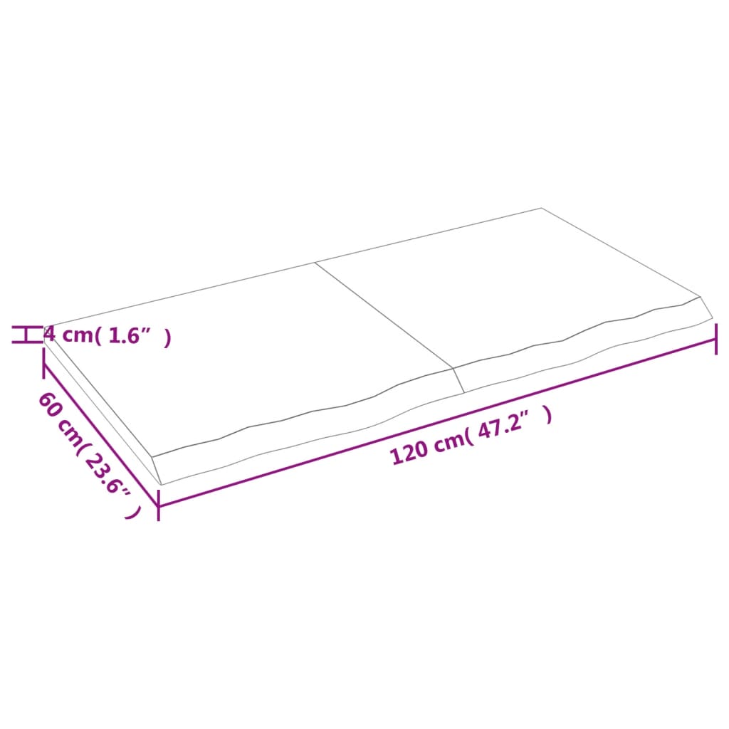 Wandregal 120x60x(2-4) cm Massivholz Eiche Unbehandelt