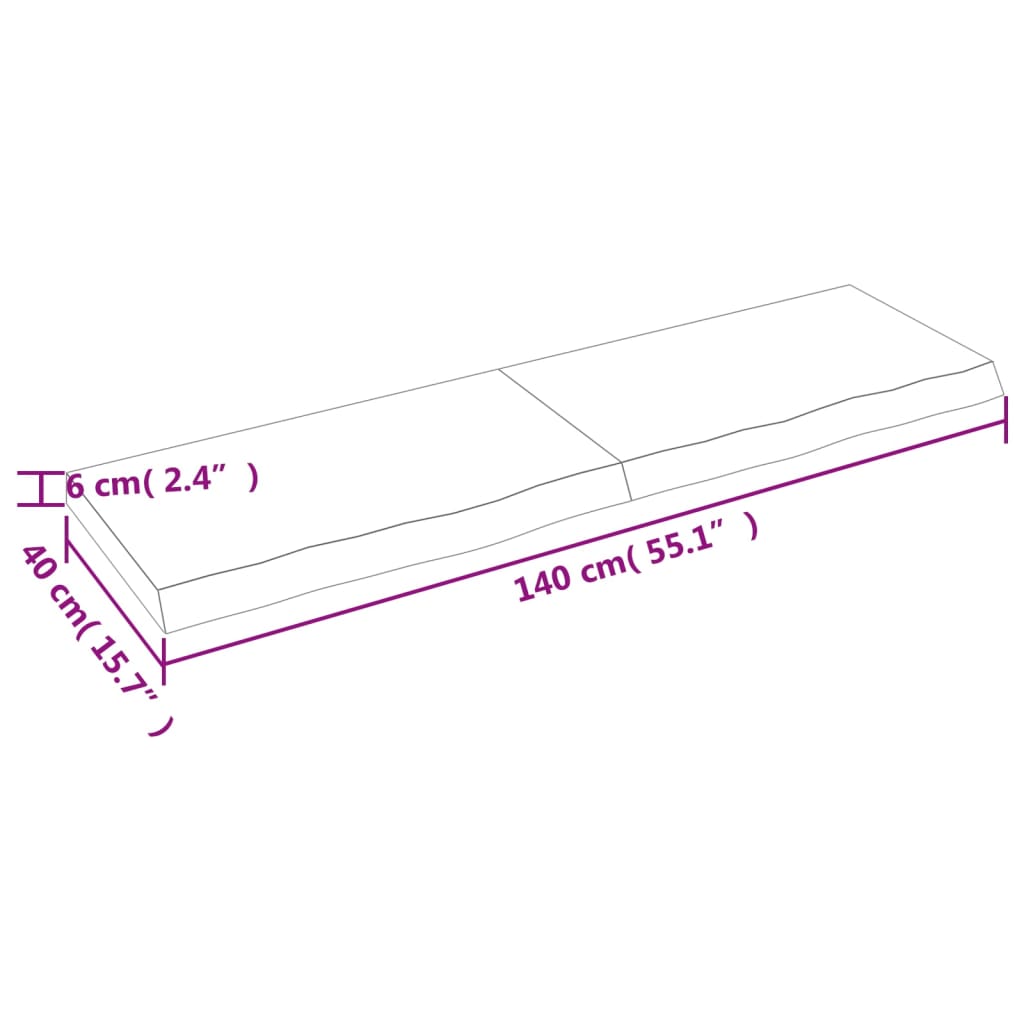 Wandregal 140x40x(2-6) cm Massivholz Eiche Unbehandelt