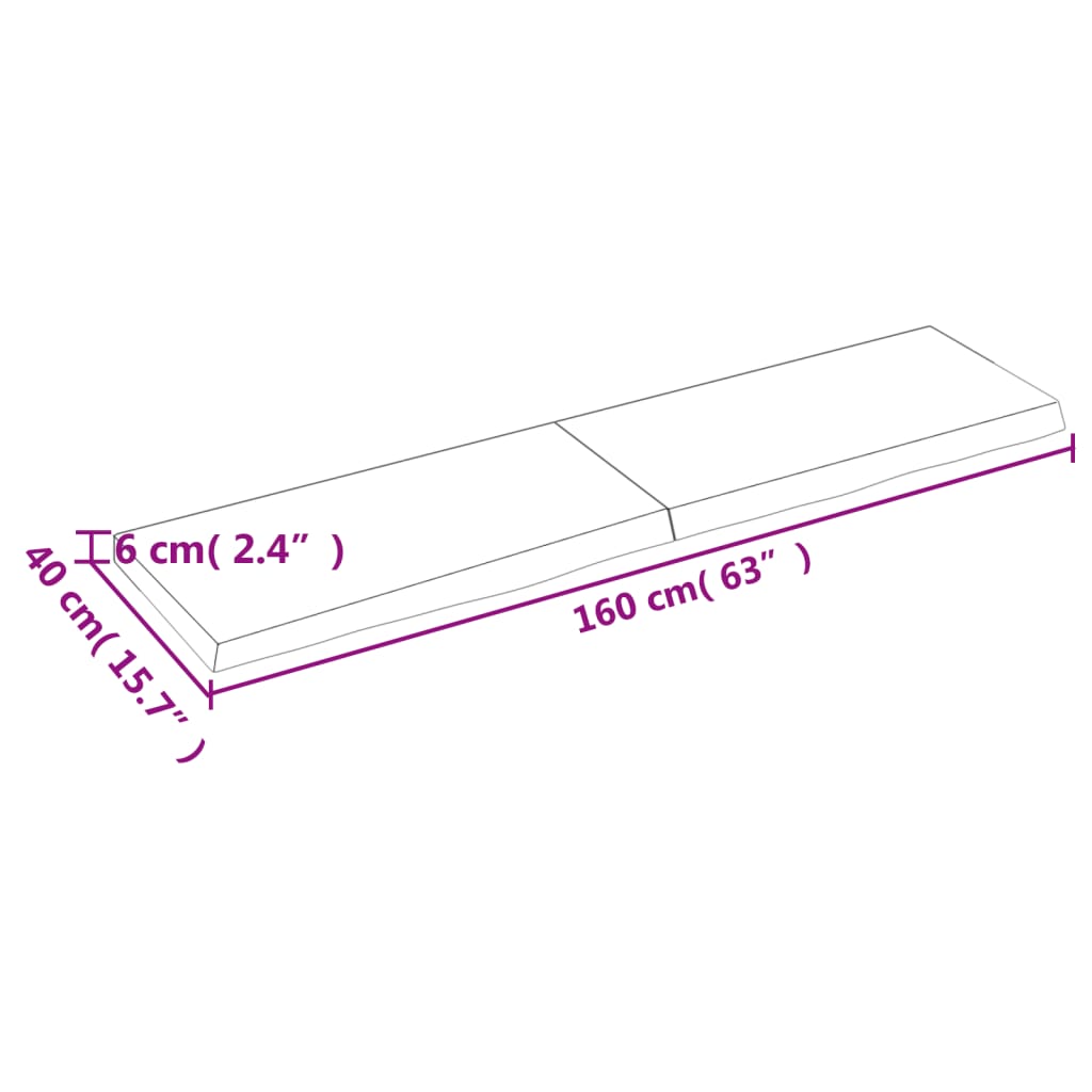 Wandregal 160x40x(2-6) cm Massivholz Eiche Unbehandelt