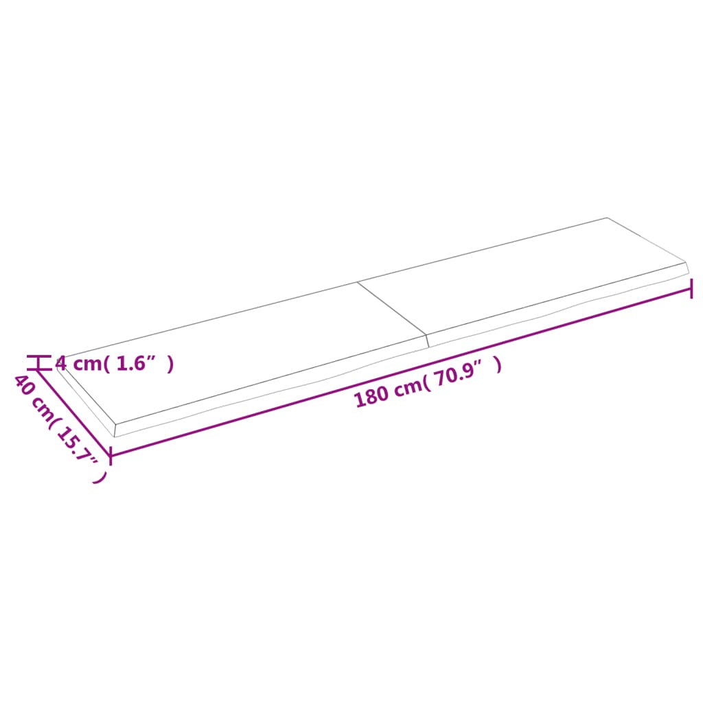 Wandregal 180x40x(2-4) cm Massivholz Eiche Unbehandelt