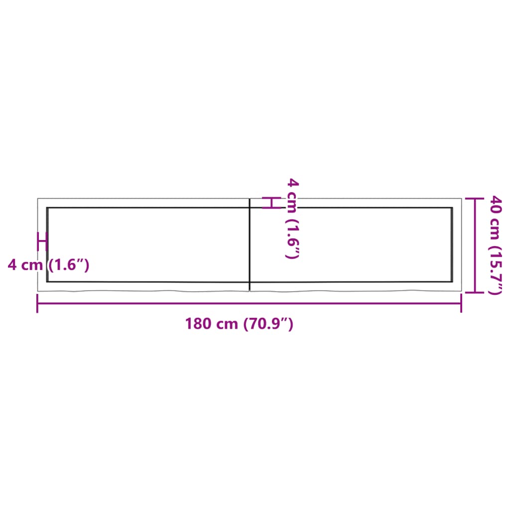 Wandregal 180x40x(2-4) cm Massivholz Eiche Unbehandelt - Pazzar.ch