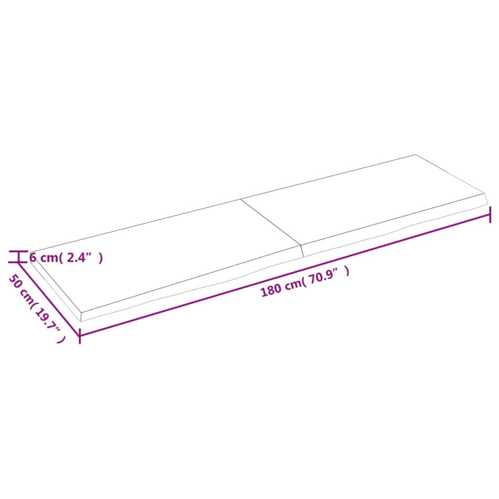 Wandregal 180x50x(2-6) cm Massivholz Eiche Unbehandelt