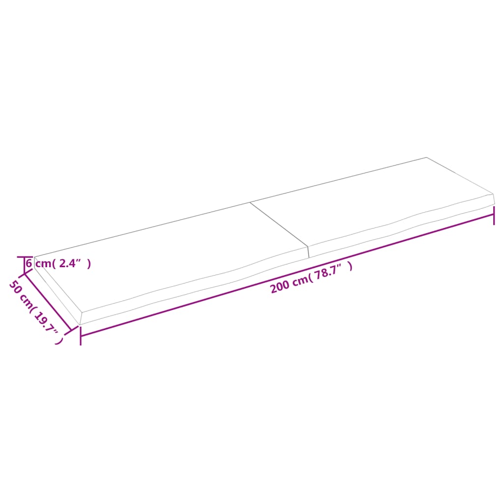 Wandregal 200x50x(2-6) cm Massivholz Eiche Unbehandelt - Pazzar.ch