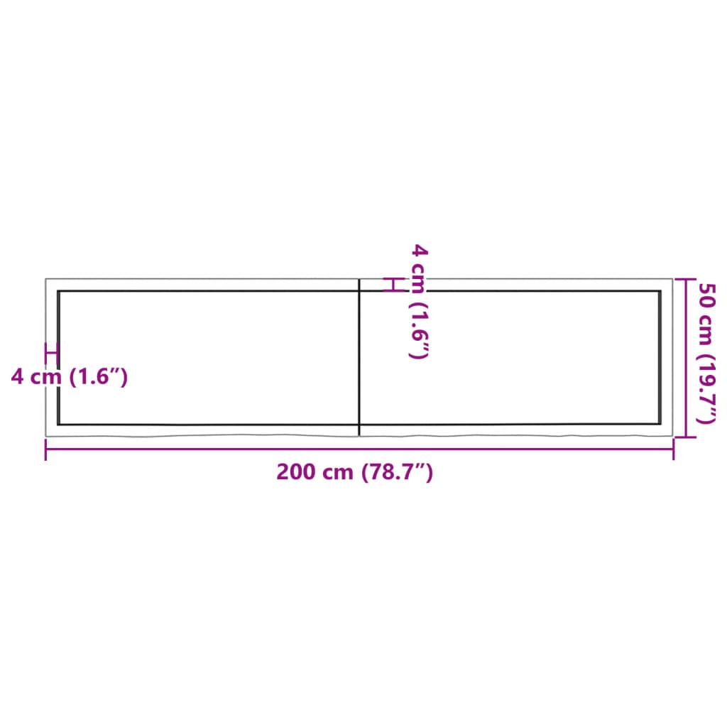 Wandregal 200x50x(2-6) cm Massivholz Eiche Unbehandelt - Pazzar.ch