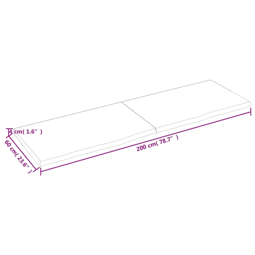 Wandregal 200x60x(2-4) cm Massivholz Eiche Unbehandelt - Pazzar.ch