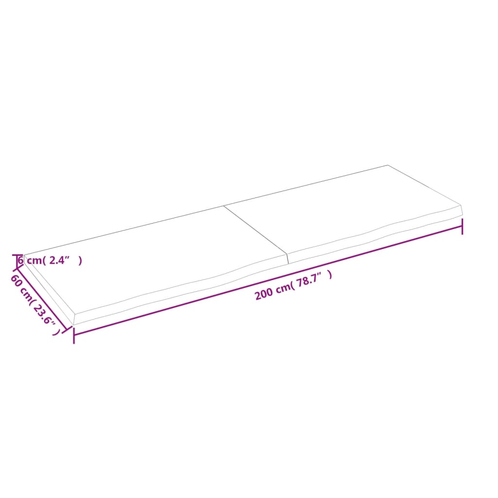 Wandregal 200x60x(2-6) cm Massivholz Eiche Unbehandelt - Pazzar.ch