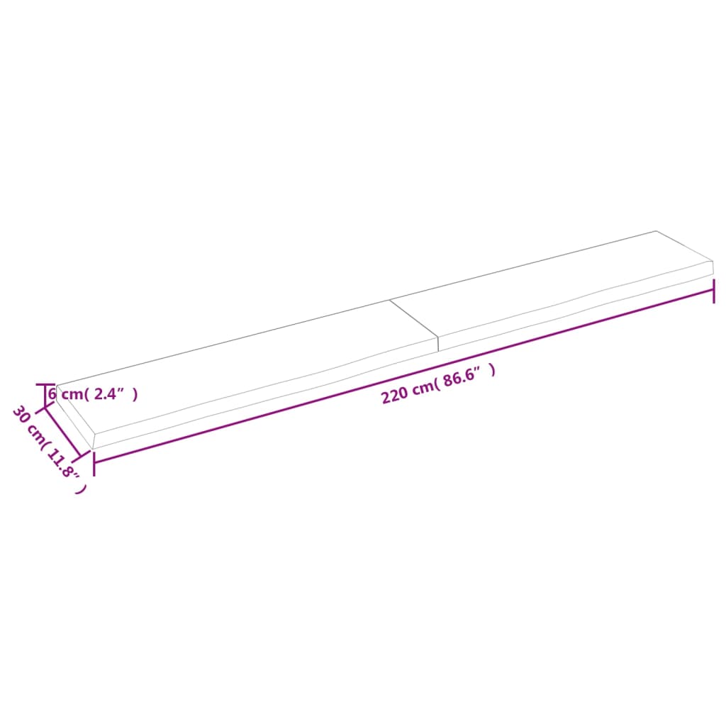 Wandregal 220x30x(2-6) cm Massivholz Eiche Unbehandelt - Pazzar.ch