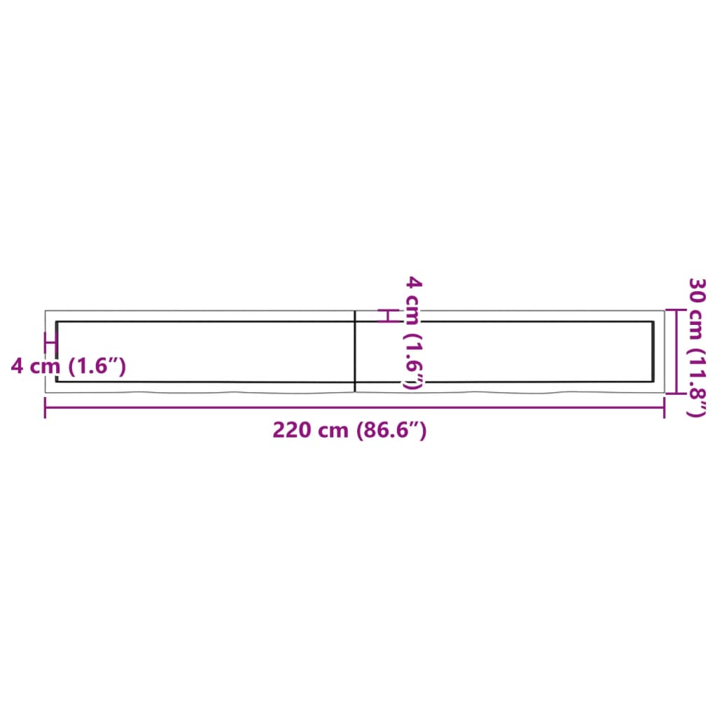 Wandregal 220x30x(2-6) cm Massivholz Eiche Unbehandelt - Pazzar.ch