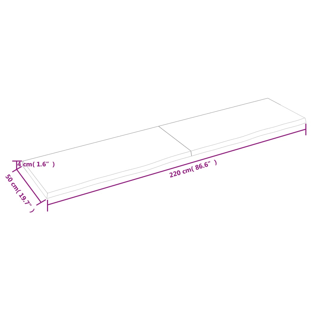 Wandregal 220x50x(2-4) cm Massivholz Eiche Unbehandelt - Pazzar.ch