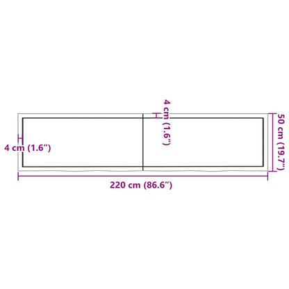 Wandregal 220x50x(2-4) cm Massivholz Eiche Unbehandelt - Pazzar.ch