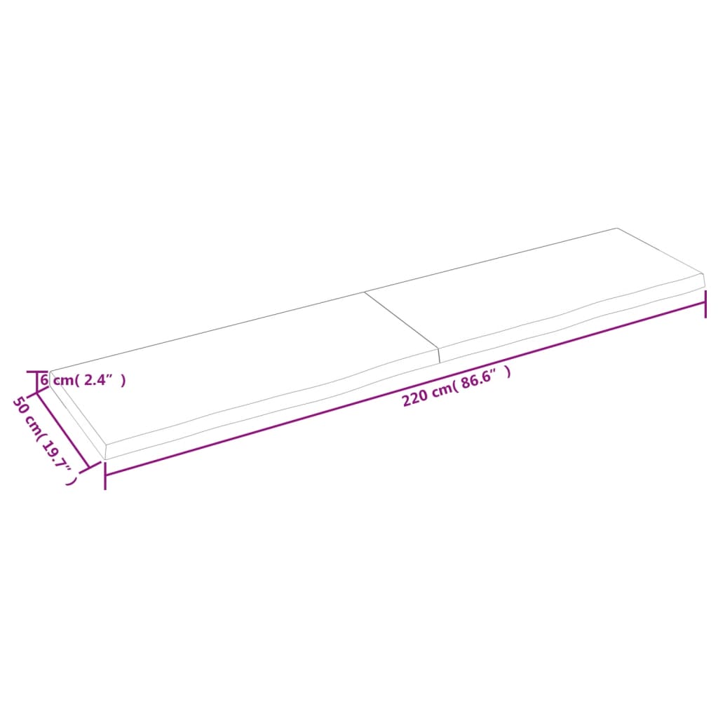 Wandregal 220x50x(2-6) cm Massivholz Eiche Unbehandelt - Pazzar.ch