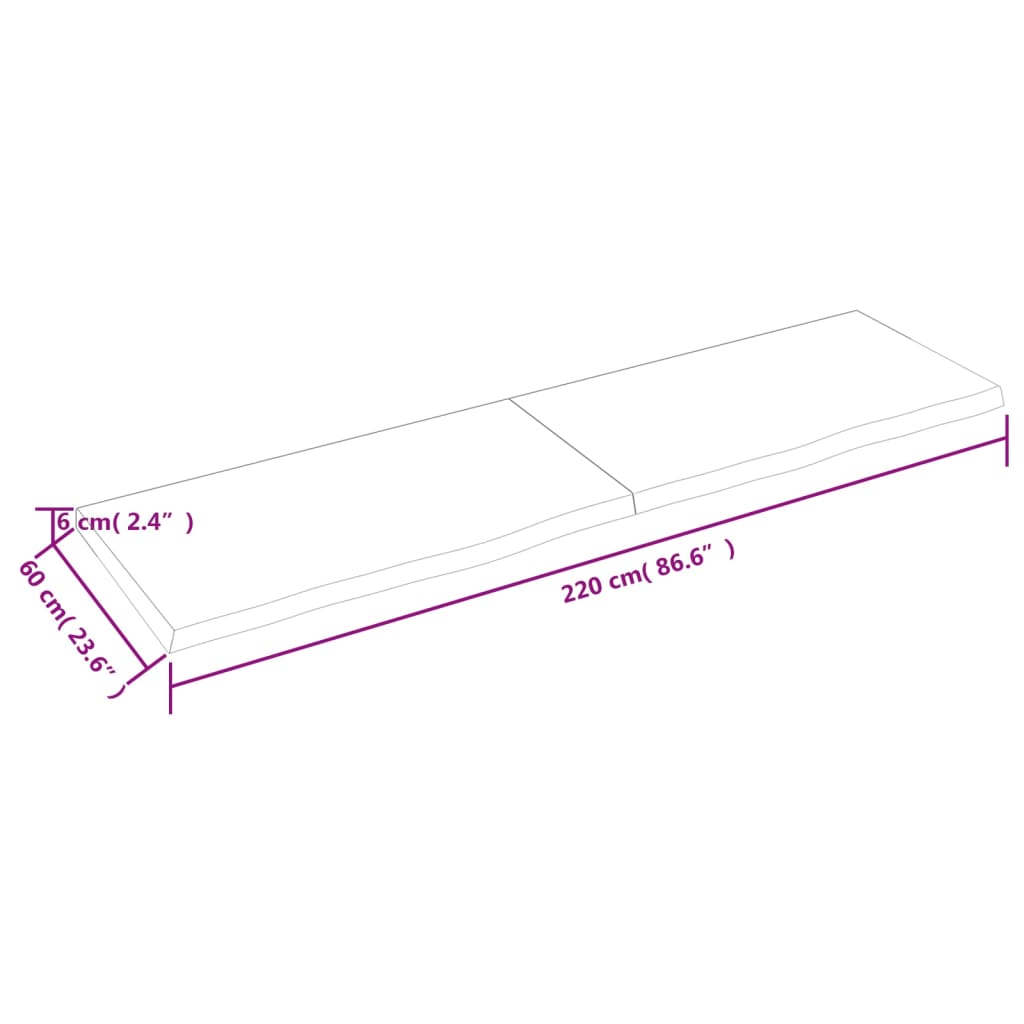 Wandregal 220x60x(2-6) cm Massivholz Eiche Unbehandelt - Pazzar.ch