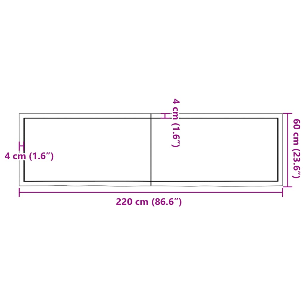 Wandregal 220x60x(2-6) cm Massivholz Eiche Unbehandelt - Pazzar.ch