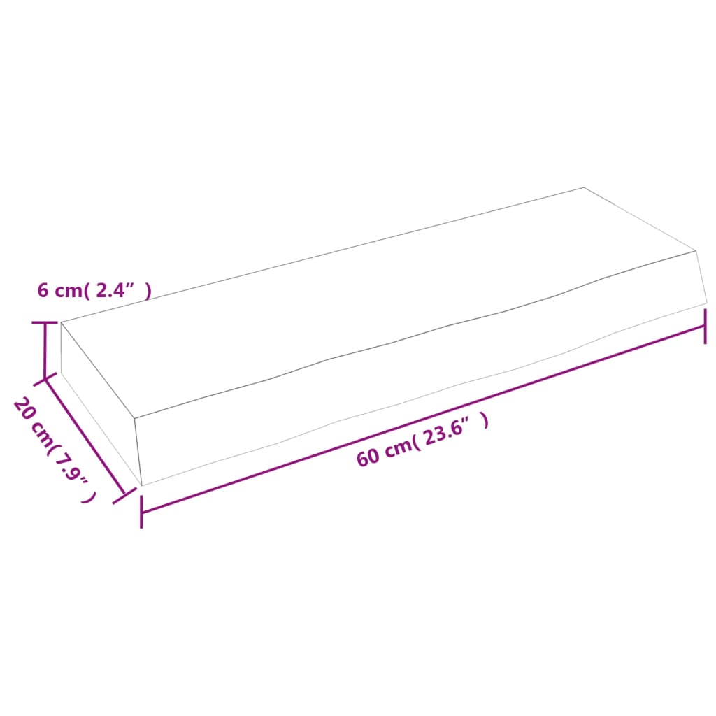 Wandregal Hellbraun 60x20x6 cm Massivholz Eiche Behandelt - Pazzar.ch