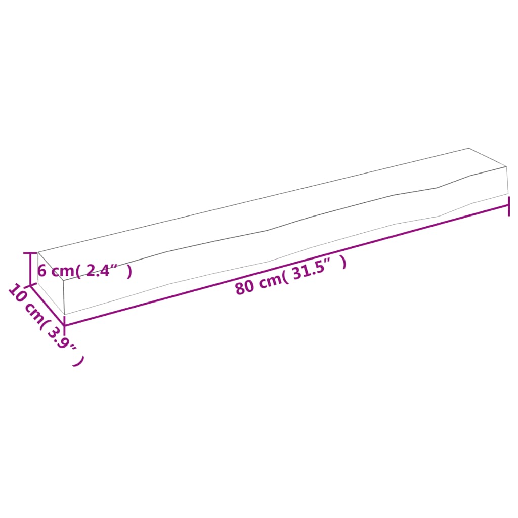 Wandregal Hellbraun 80x10x6 cm Massivholz Eiche Behandelt - Pazzar.ch