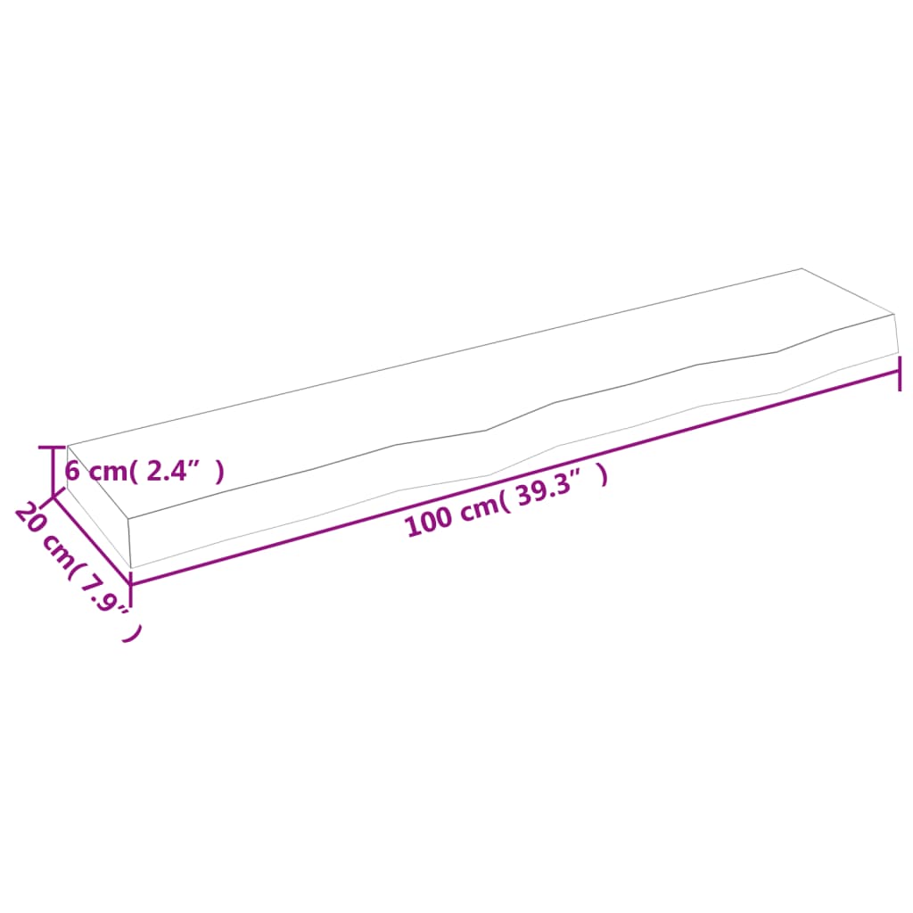 Wandregal Hellbraun 100x20x6 cm Massivholz Eiche Behandelt - Pazzar.ch