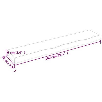 Wandregal Hellbraun 100x20x6 cm Massivholz Eiche Behandelt - Pazzar.ch