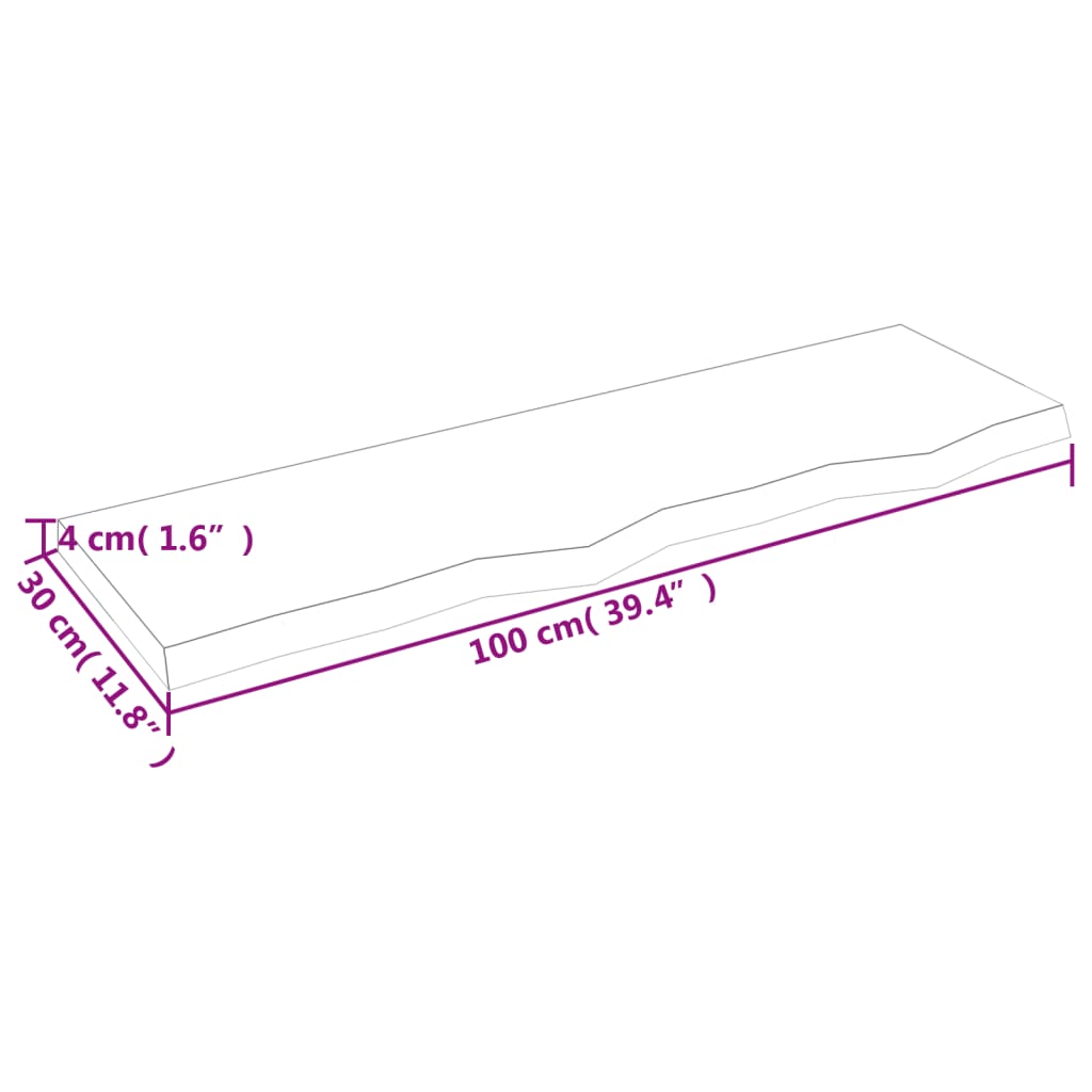Wandregal Hellbraun 100x30x(2-4) cm Massivholz Eiche Behandelt - Pazzar.ch