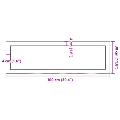 Wandregal Hellbraun 100x30x(2-4) cm Massivholz Eiche Behandelt - Pazzar.ch