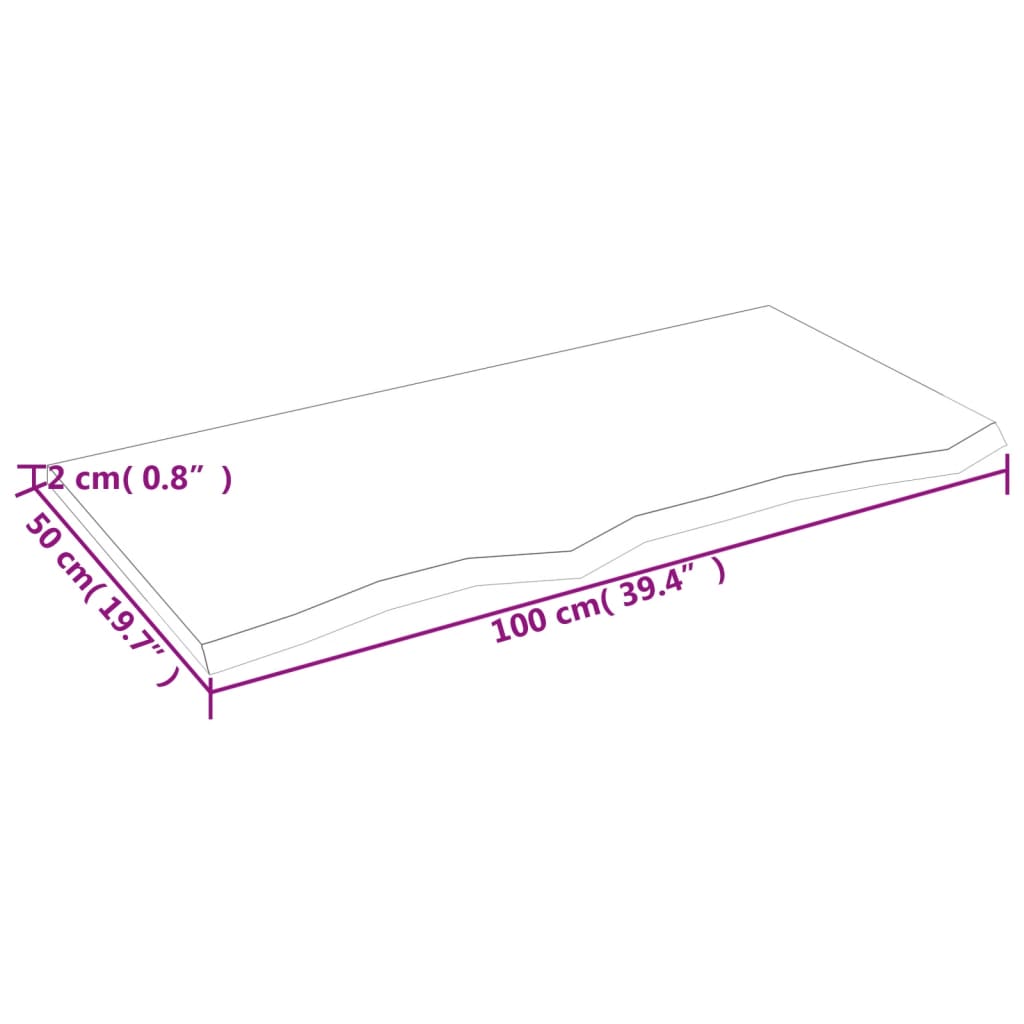 Wandregal Hellbraun 100x50x2 cm Massivholz Eiche Behandelt - Pazzar.ch