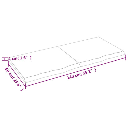 Wandregal Hellbraun 140x60x(2-4) cm Massivholz Eiche Behandelt - Pazzar.ch