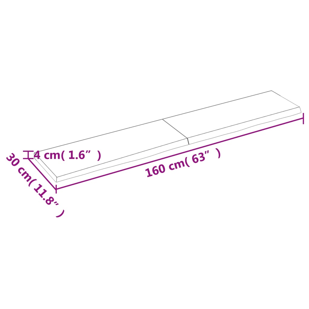 Wandregal Hellbraun 160x30x(2-4) cm Massivholz Eiche Behandelt - Pazzar.ch