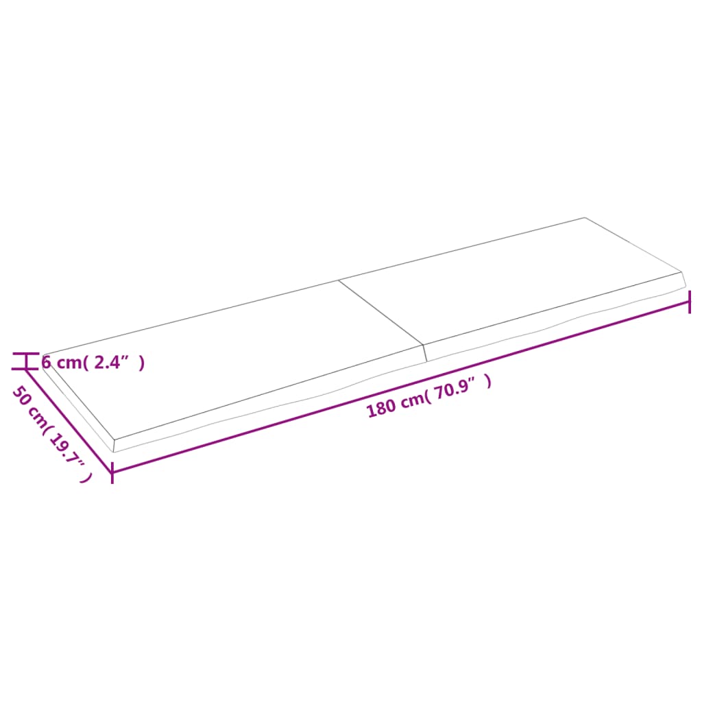 Wandregal Hellbraun 180x50x(2-6) cm Massivholz Eiche Behandelt - Pazzar.ch