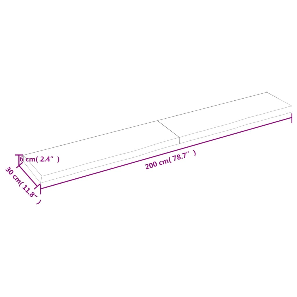 Wandregal Hellbraun 200x30x(2-6) cm Massivholz Eiche Behandelt - Pazzar.ch