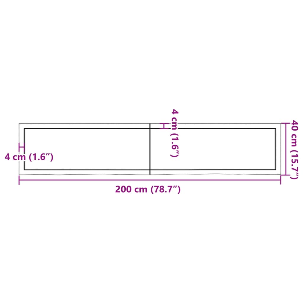 Wandregal Hellbraun 200x40x(2-4) cm Massivholz Eiche Behandelt - Pazzar.ch