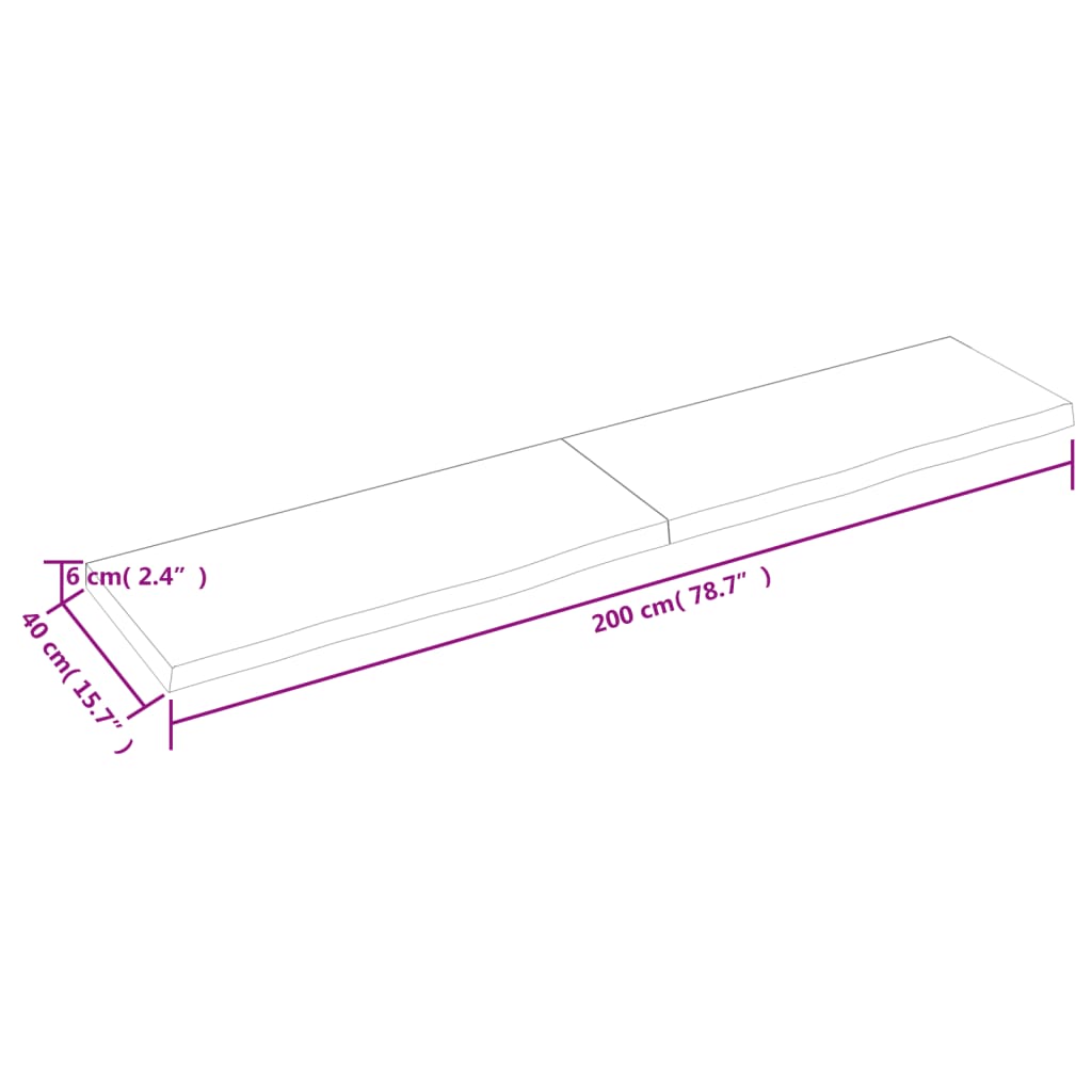 Wandregal Hellbraun 200x40x(2-6) cm Massivholz Eiche Behandelt - Pazzar.ch