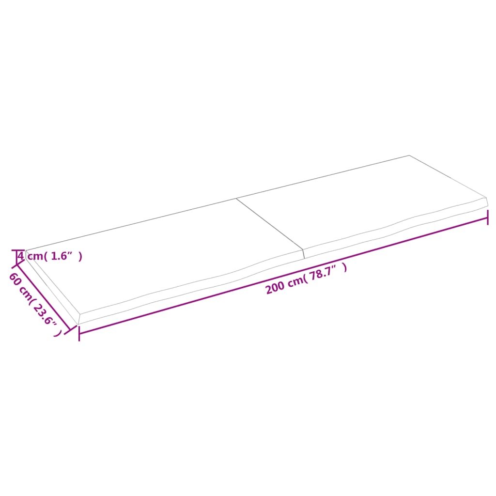 Wandregal Hellbraun 200x60x(2-4) cm Massivholz Eiche Behandelt - Pazzar.ch