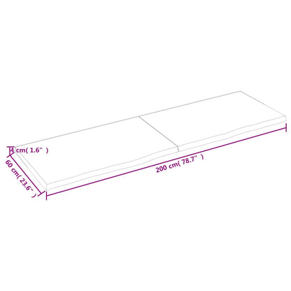 Wandregal Hellbraun 200x60x(2-4) cm Massivholz Eiche Behandelt - Pazzar.ch