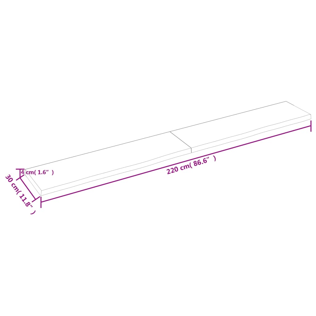 Wandregal Hellbraun 220x30x(2-4) cm Massivholz Eiche Behandelt - Pazzar.ch