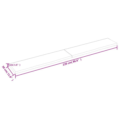 Wandregal Hellbraun 220x30x(2-4) cm Massivholz Eiche Behandelt - Pazzar.ch